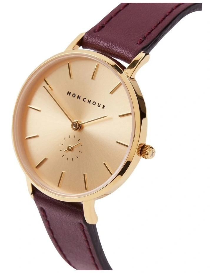Lille Burgundy Grape Vegan Leather Watch 32mm in Gold