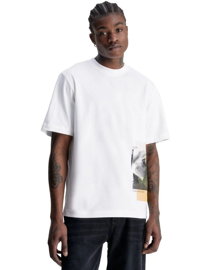 Layered Photoprint Tee in Bright White