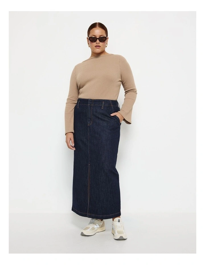 Raw Maxi Skirt in Denim