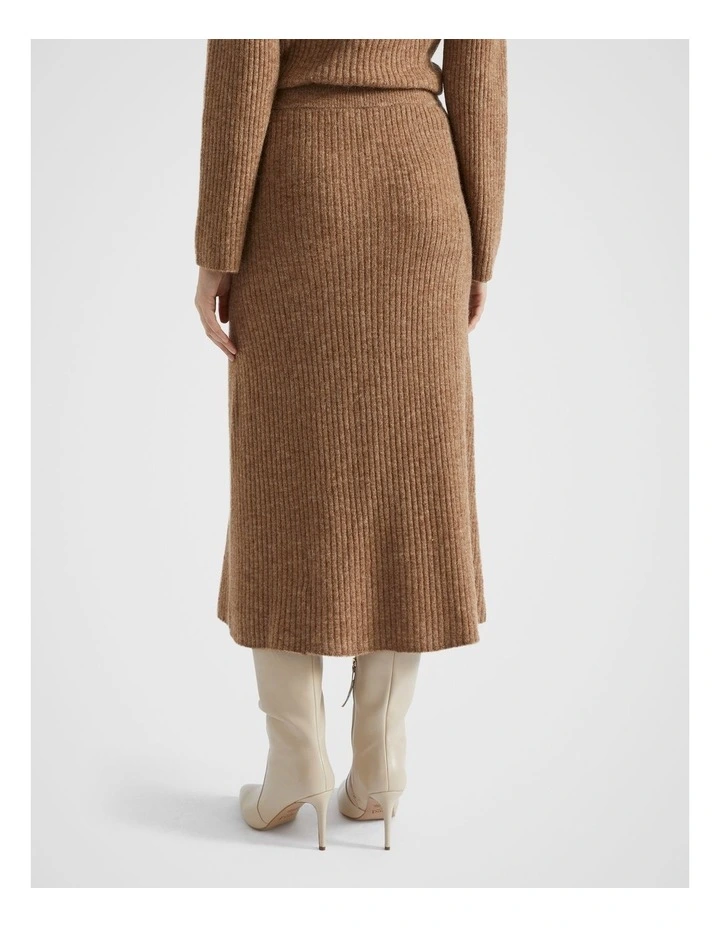 Rib Cosy Knit Skirt in Deep Chai Marle