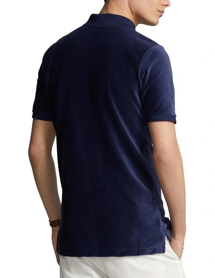 Classic Fit Knit Corduroy Polo Shirt in Navy