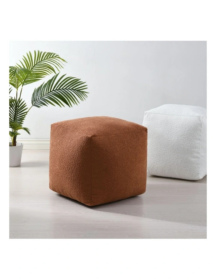 Blake Boucle Pouffe Cover 50x50x50cm in Rust