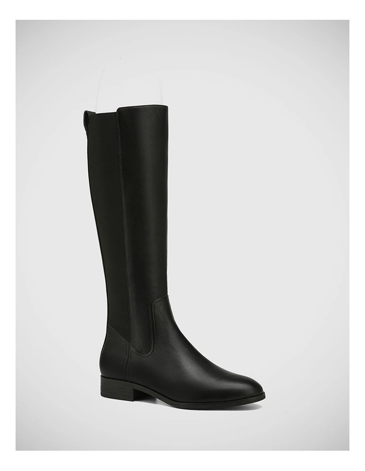 Chilliana Tumbled Leather Long Boot in Black