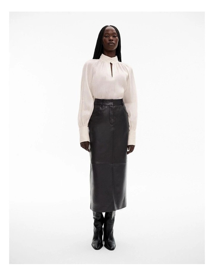 High-neck Raglan Blouse in Chalk