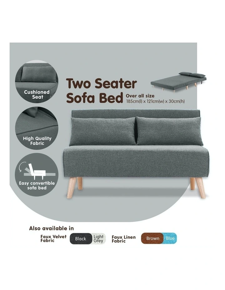 Adjustable Corner Sofa 2-Seater Chair Linen Bed Dark Grey