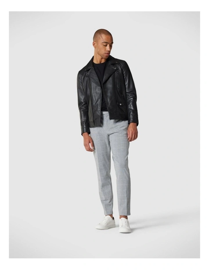 Leather Asymmetric Biker in Black