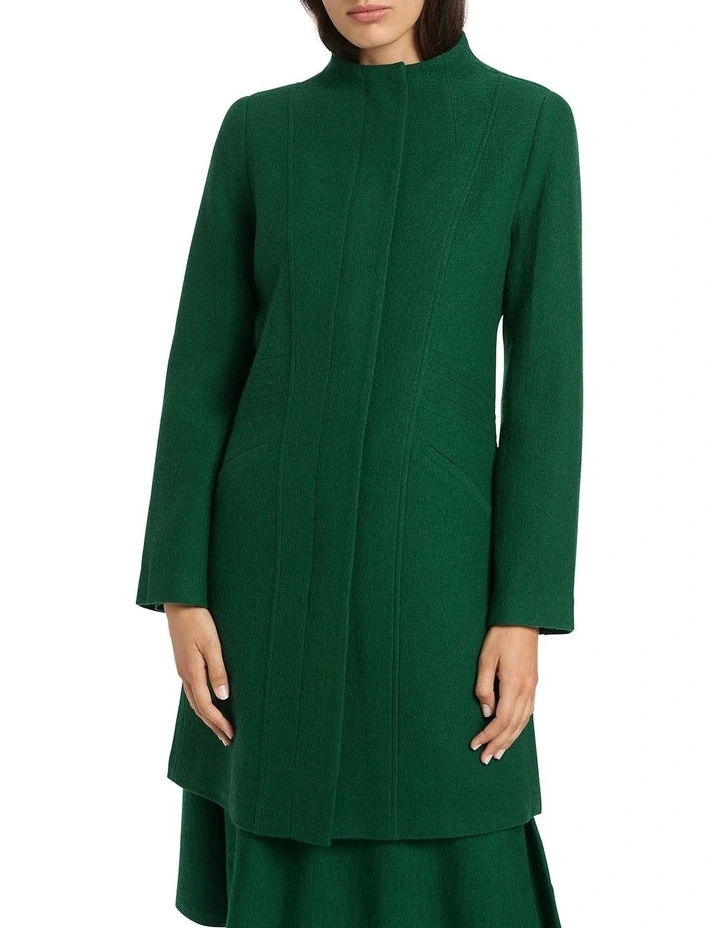 Madison Felted Wool Coat in Green