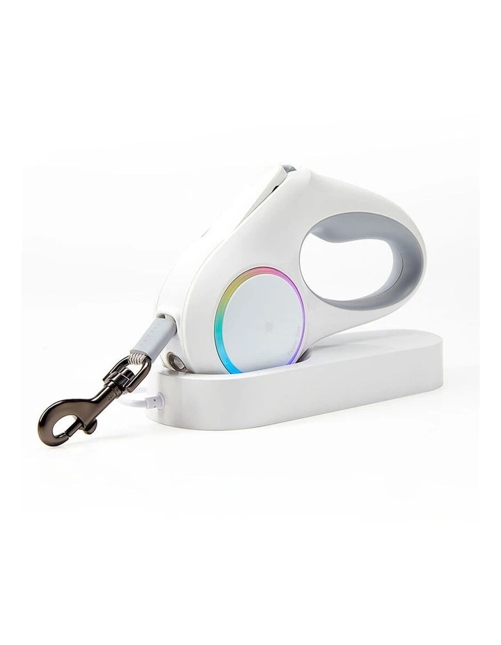 Go Shine Pet Retractable Dog Leash with Light in White
