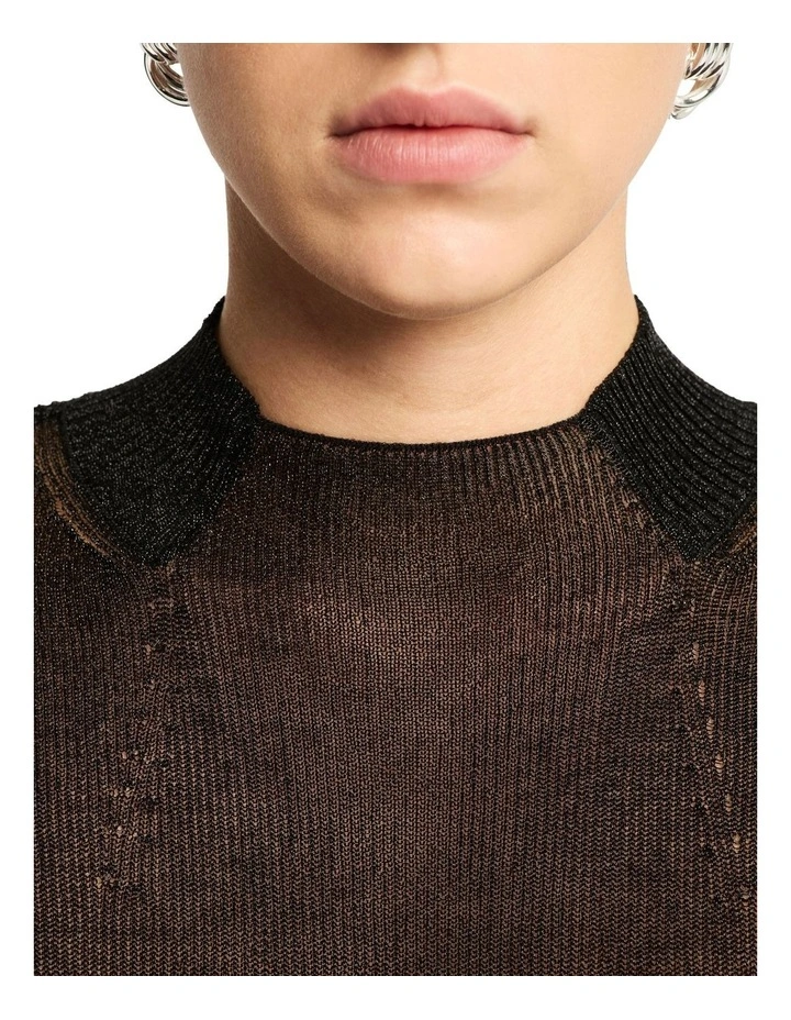 Lotus Knit Top in Metallic Black