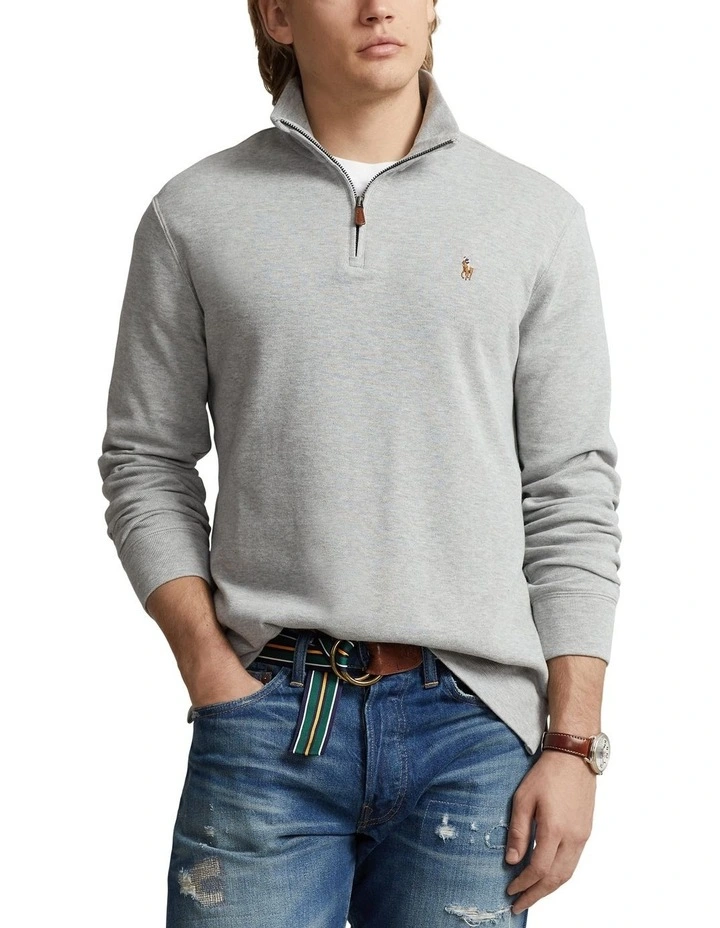 Estate-Rib Quarter-Zip Pullover in Grey