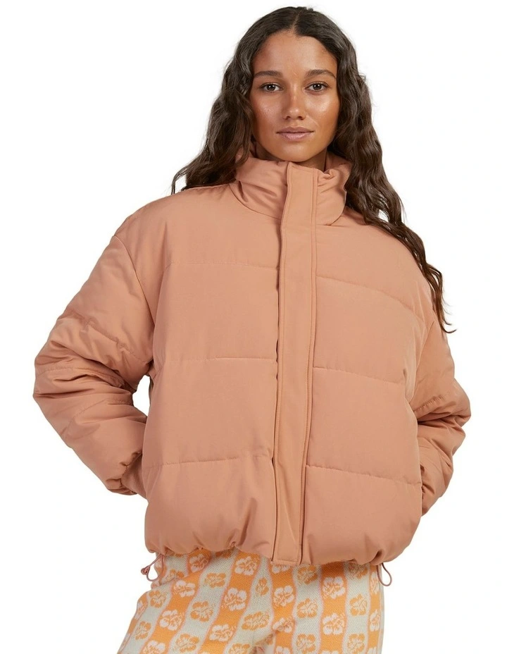 New Age Cropped Puffer Jacket in Brown