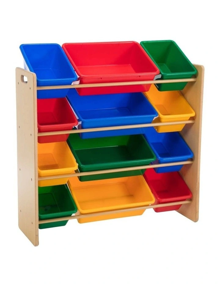 Kids Organiser Shelf Storage Rack for Toys 12 Multicoloured Bins