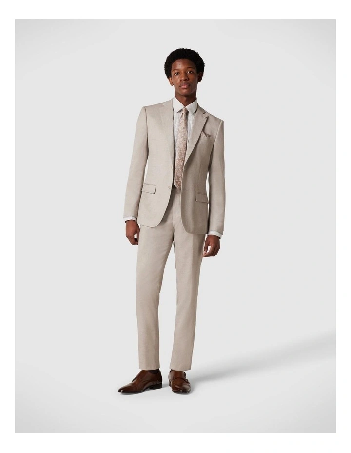 Slim Stretch Textured Tailored Jacket in Almond