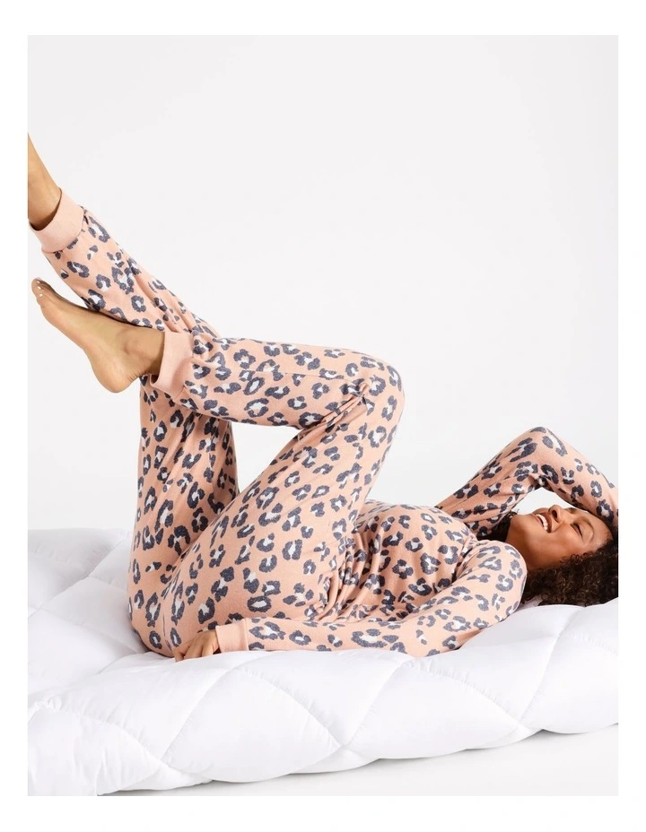 Brushed Knit Pant in Leopard Print