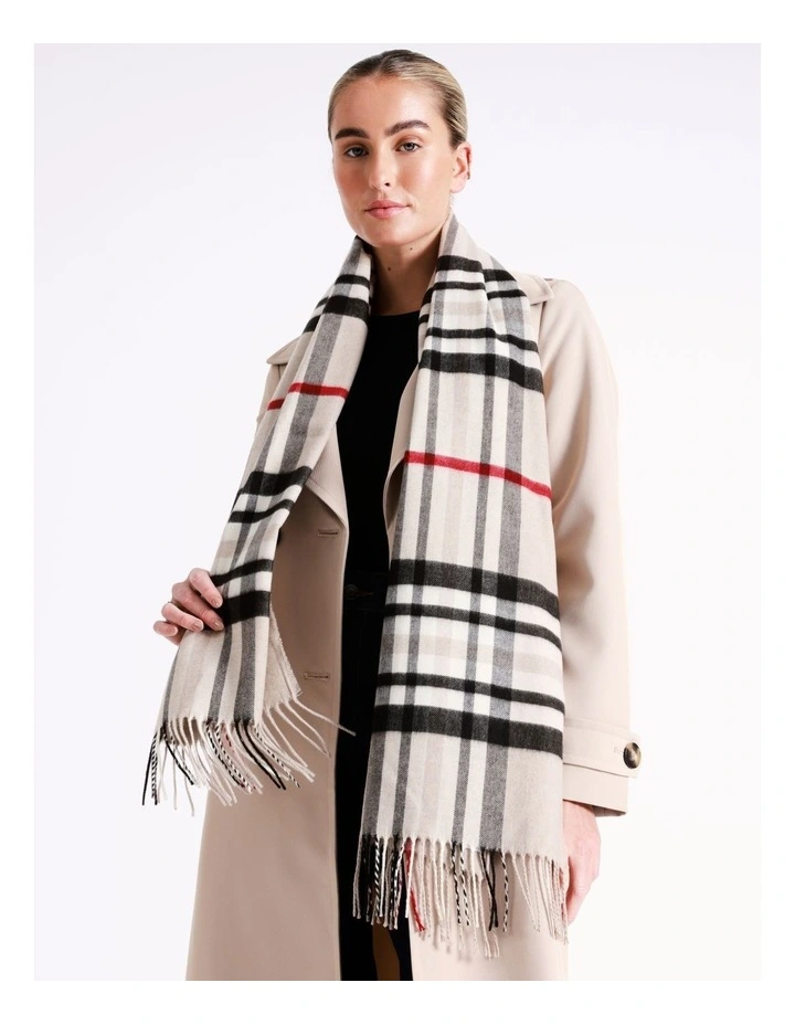 Cashmink Plaid Winter Scarf in Taupe