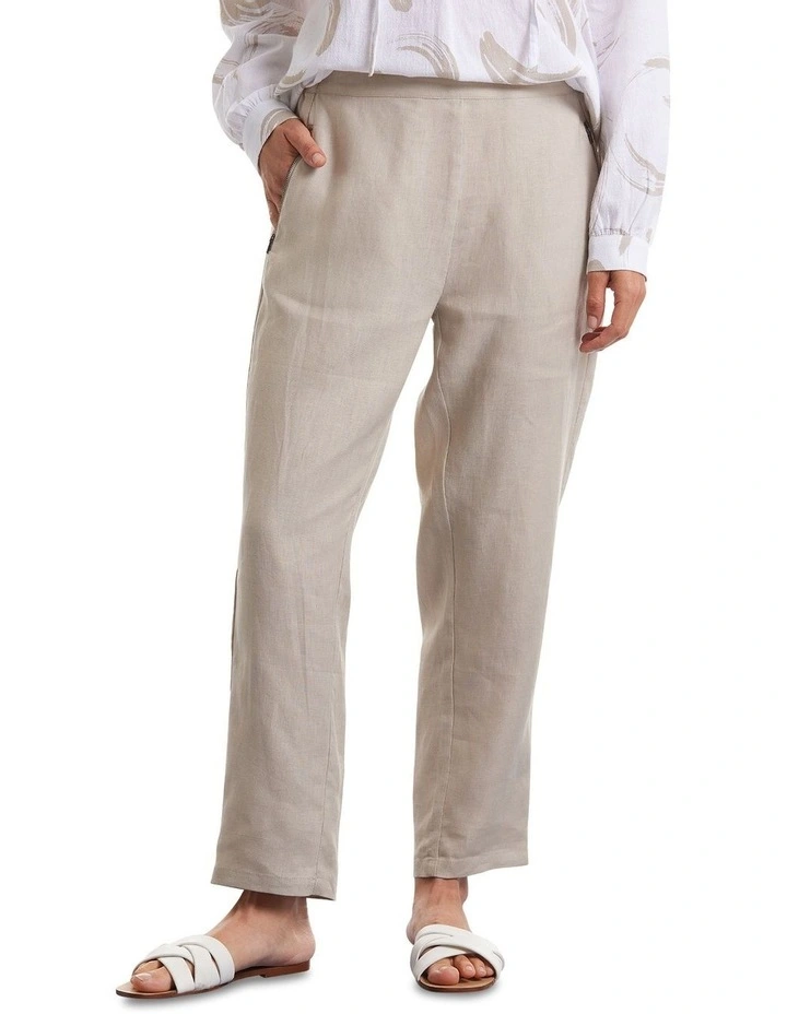 3/4 Linen Pant in Stone