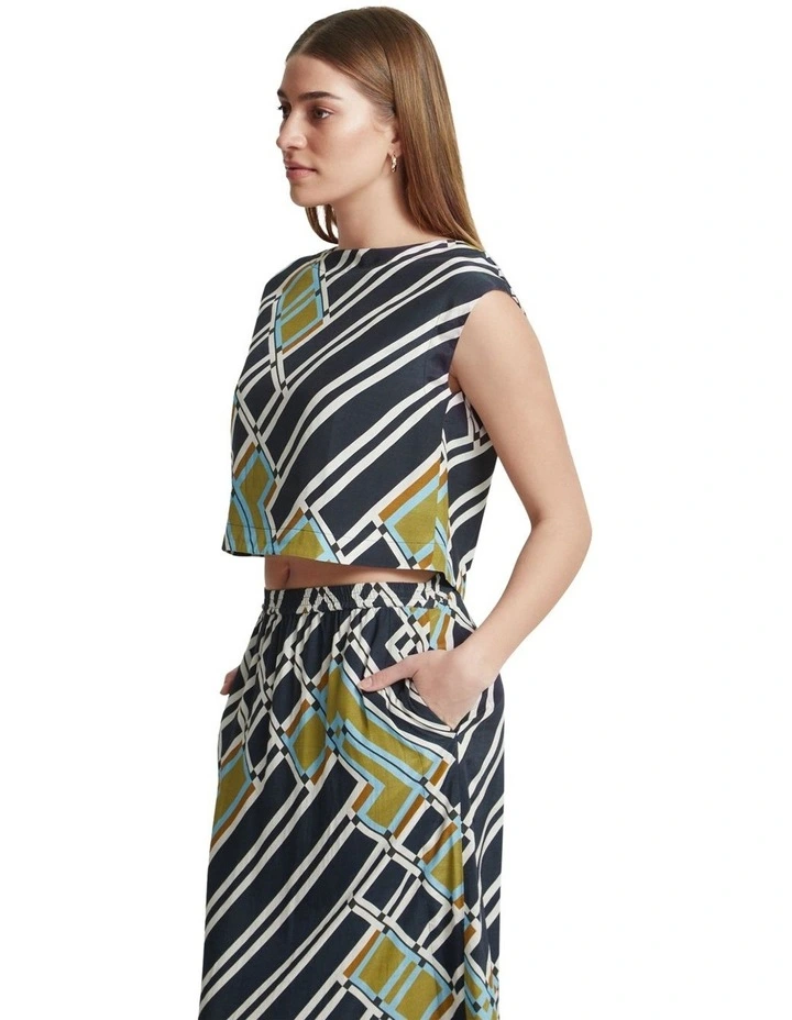 Sasha Printed Top in Black