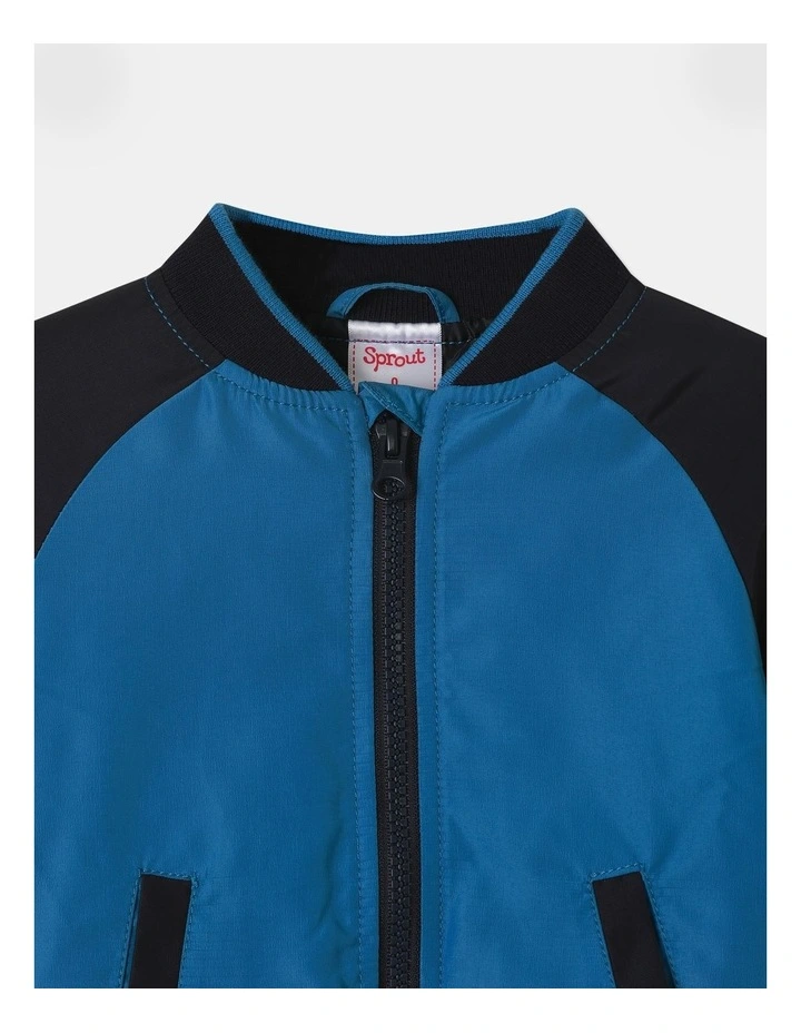 Spliced Bomber Jacket in Bright Blue