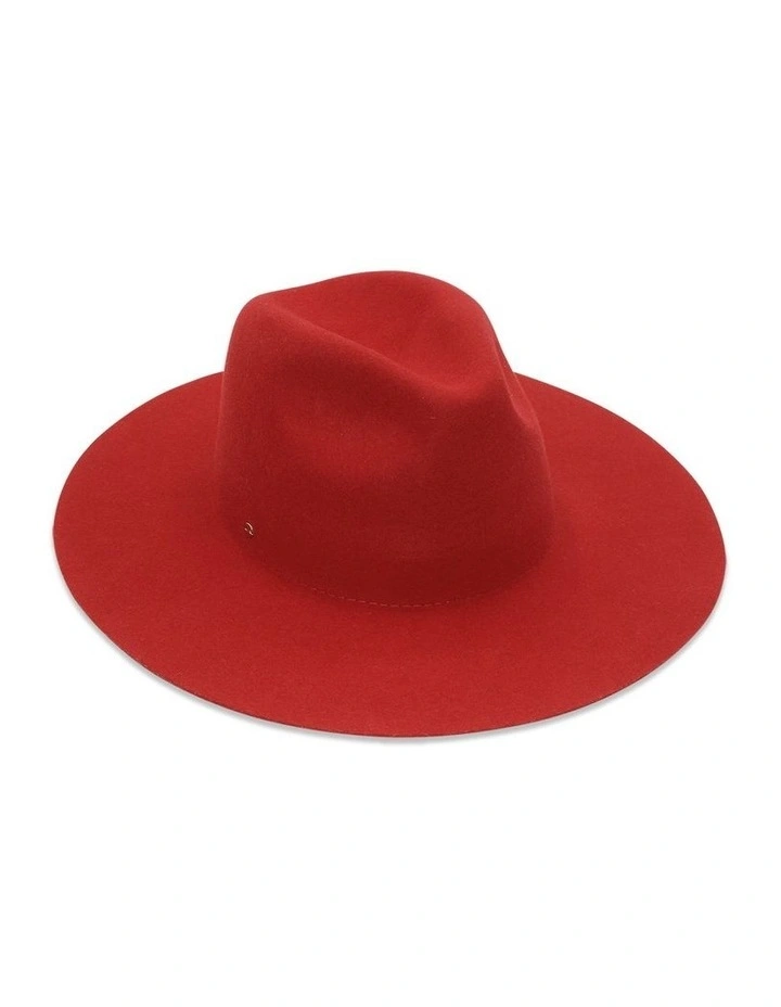 Callisto Wool Fedora Hat in Scarlet Red