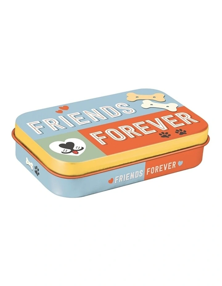 Friends Forever Pet Treats Storage Metal Tin Box 9.5x6x2cm in Multi