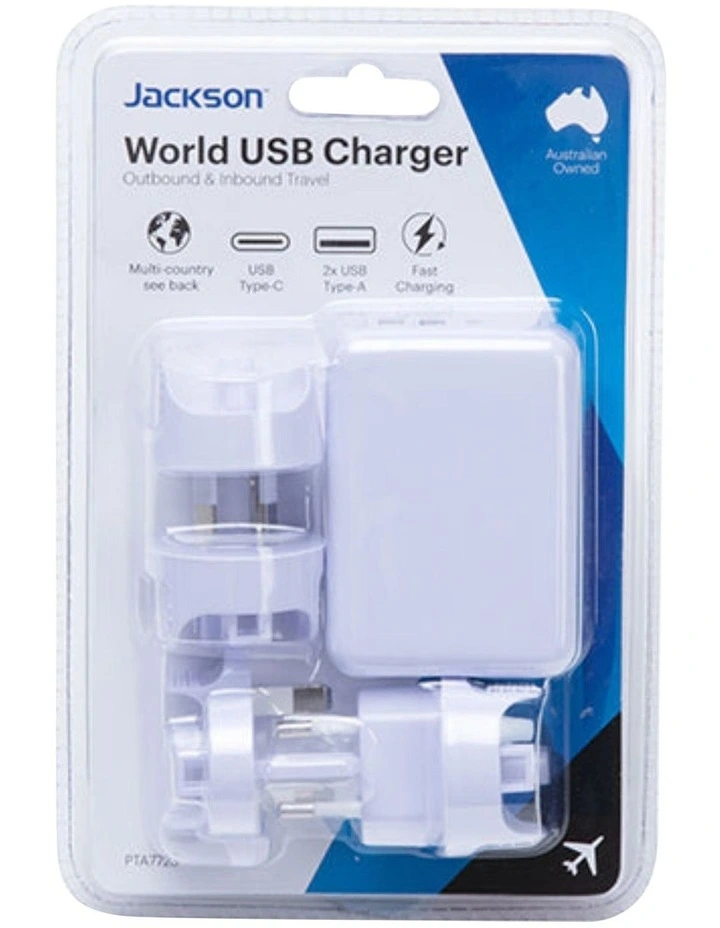 PTA7723 USB-A and USB-C Worldwide Charger in White