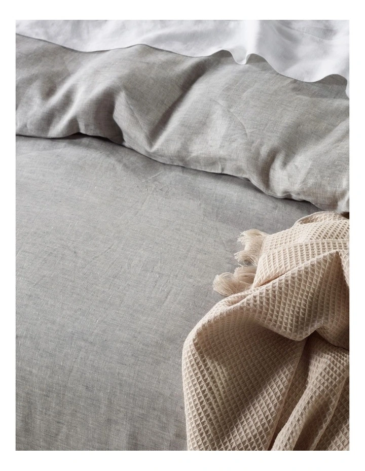 Sandy Cape Washed Belgian Linen Quilt Cover Set in Chambray Grey