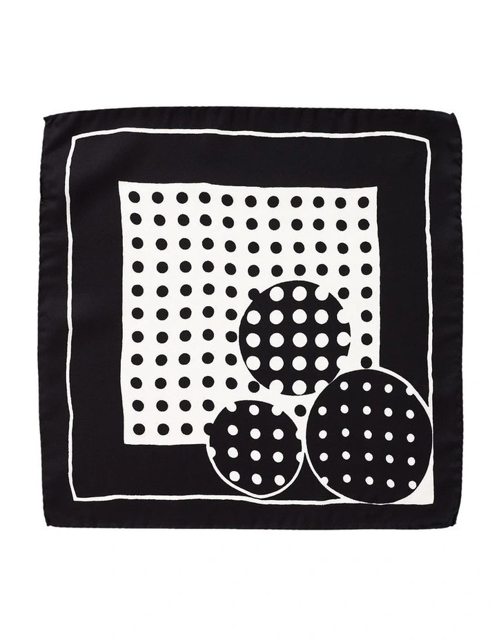Triple Spot Silk Pocket Square in Black