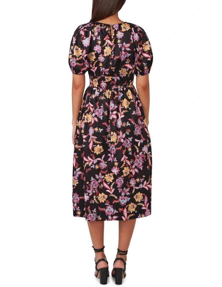 Ibis Floral Dress in Black/Pink