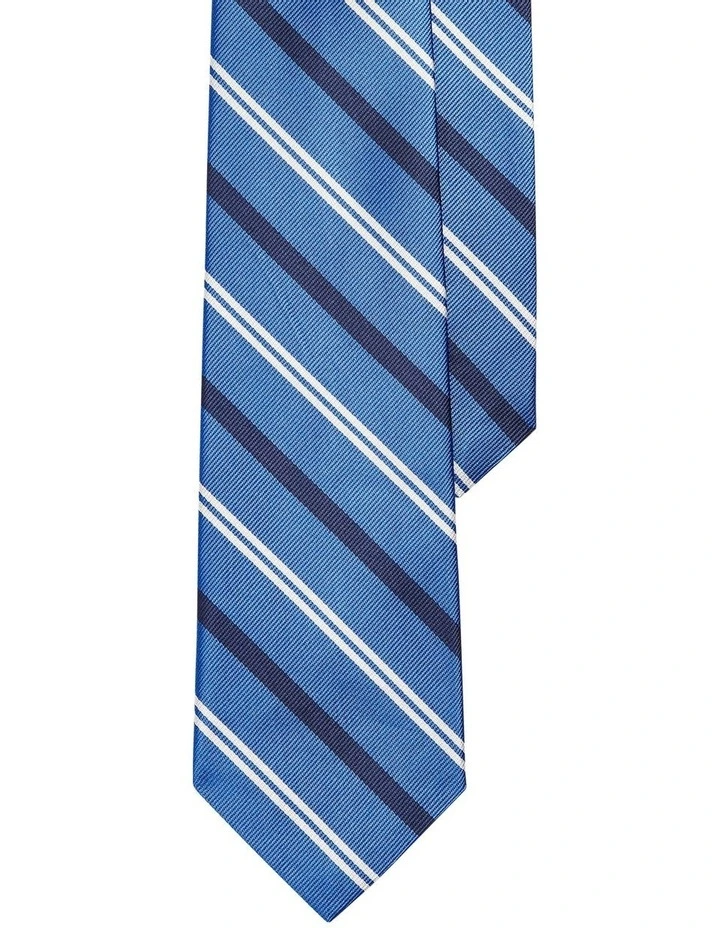 Striped Silk Repp Tie in Blue