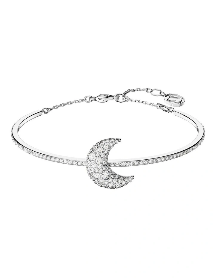 Luna Bangle Moon Rhodium Plated in White