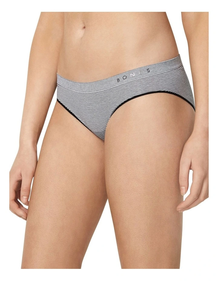 Seamless Mini Stripe Bikini Brief in Black and White