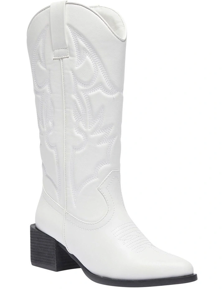 Ryder Western Boots in White Smooth