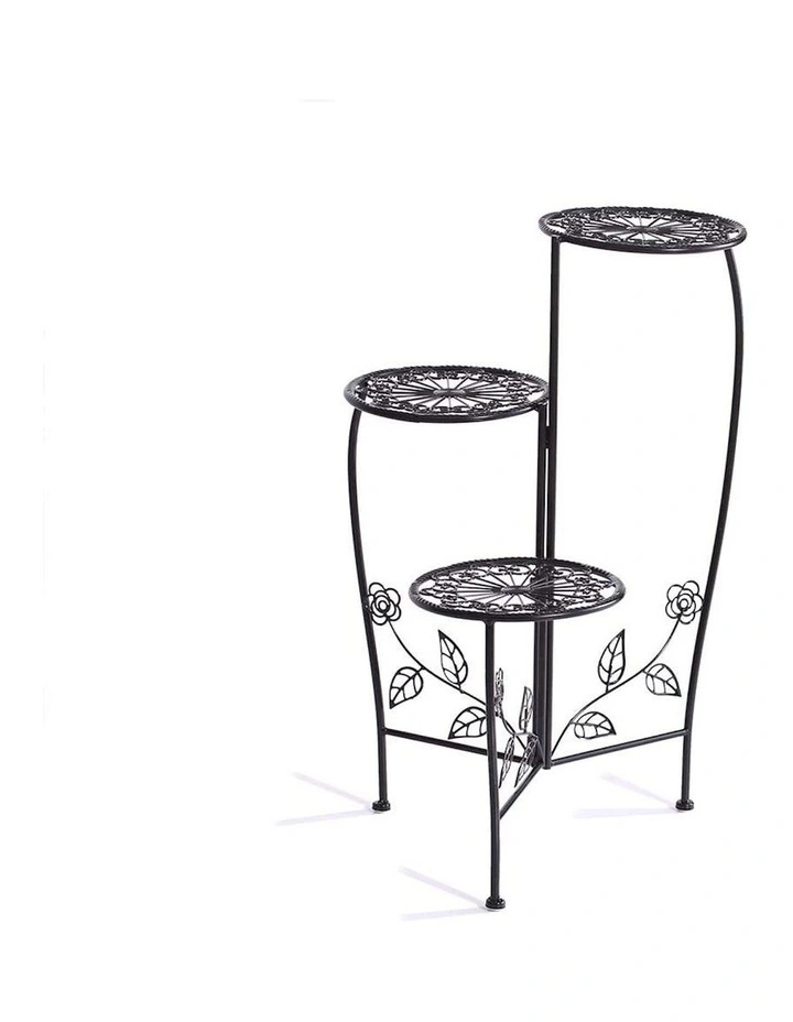 Garden Metal Outdoor Indoor Flower Pots Plant Stand in Black
