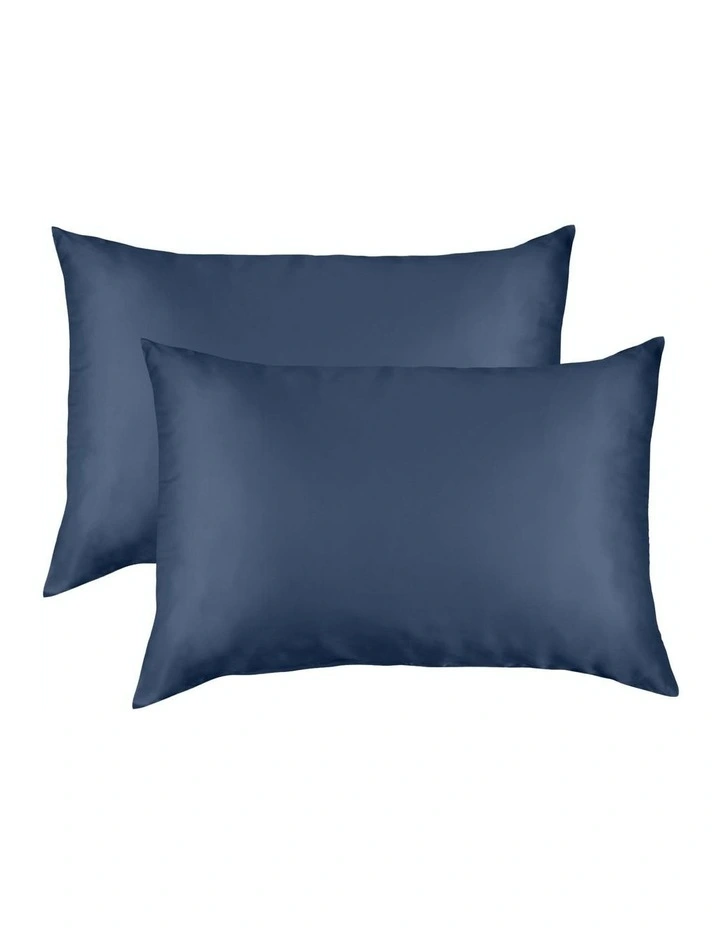 Mulberry Soft Silk Hypoallergenic Pillowcase Twin Pack 51x76cm in Navy
