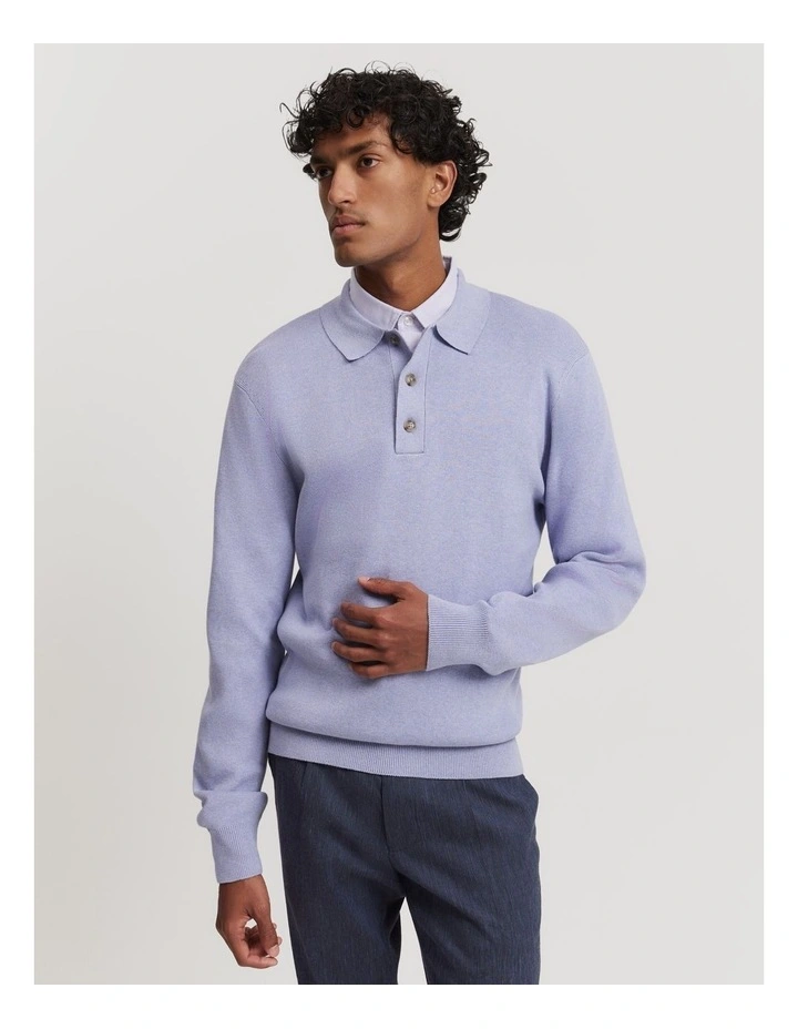 Australian Cotton Knit Polo in Lavender