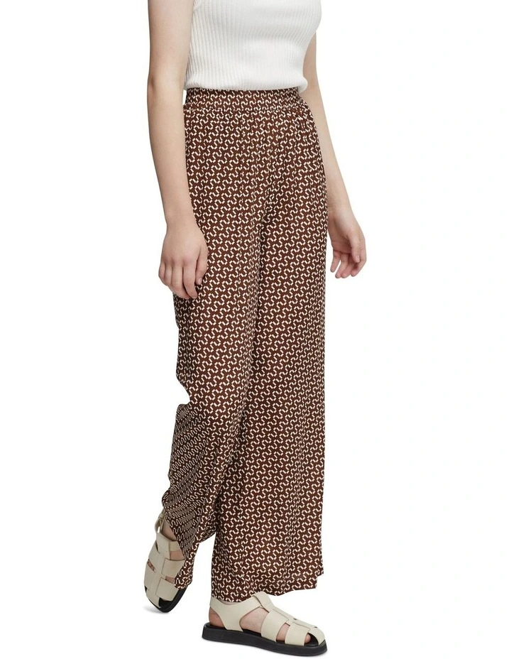 Chantel Zigzag Wide Leg Pants in Chocolate/Ivory
