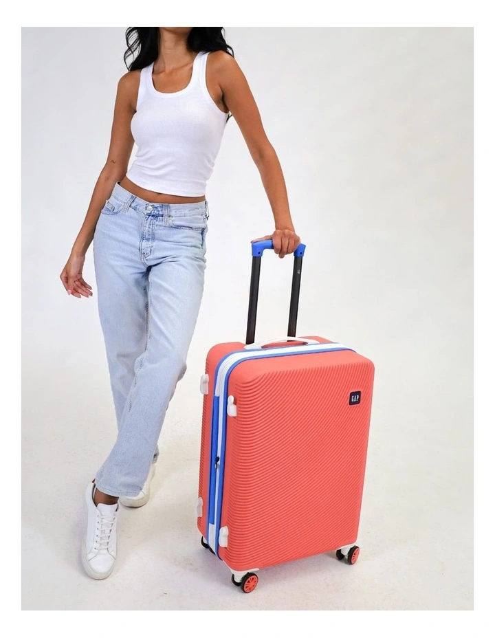 Stripe 56cm Hard-Shell Cabin Suitcase in Coral