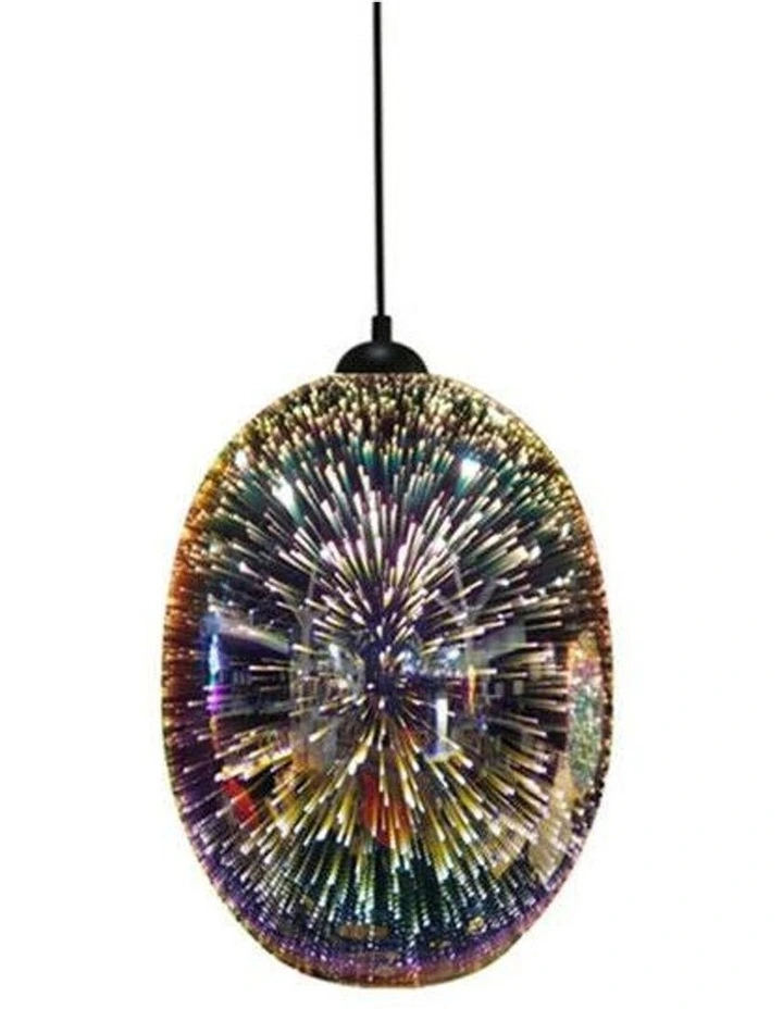Moravian Glass Oval Pendant Light Chrome