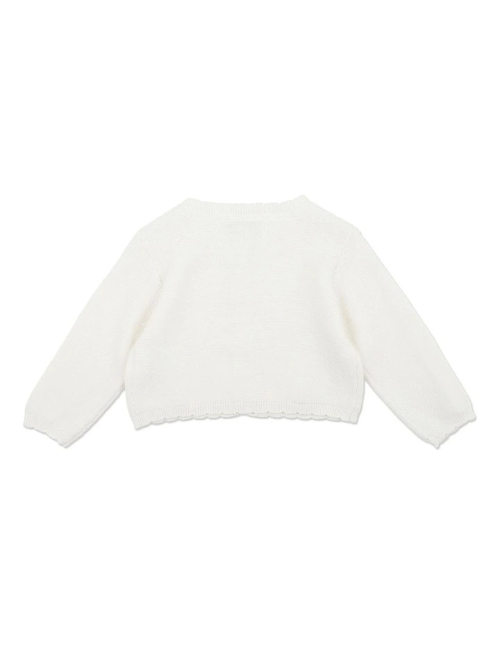 Scalloped Edge Cardigan in White
