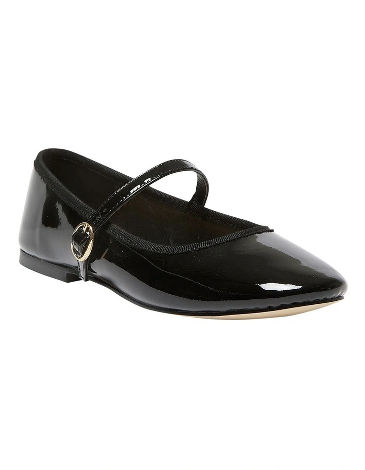 Molly Flat Shoes in Black Patent