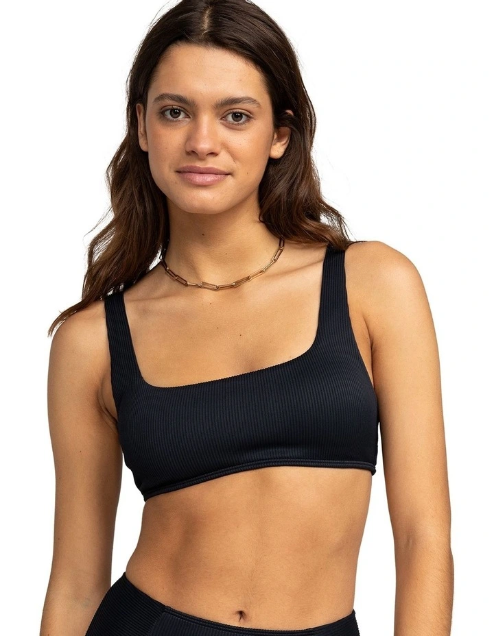Rib Love The Glassy Bralette Bikini Top in Anthracite