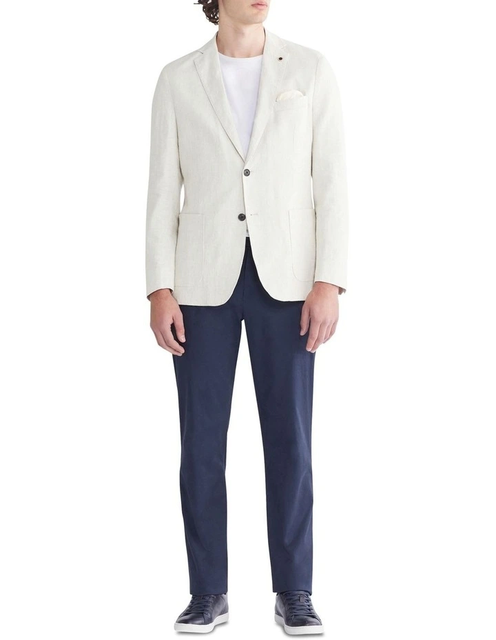 Slub Fine Check Slim Casual Jacket in Ecru