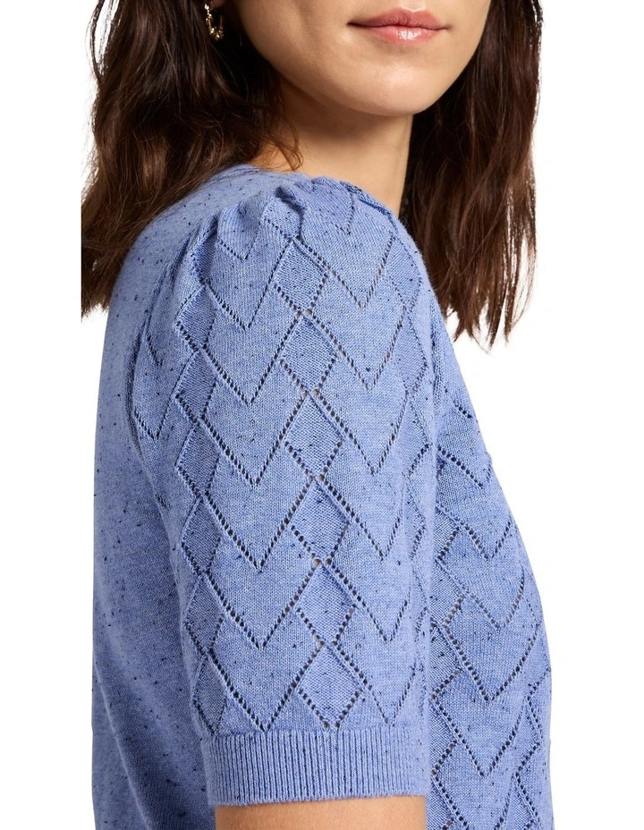 Eden Cotton Speckle Knit Top in Shower