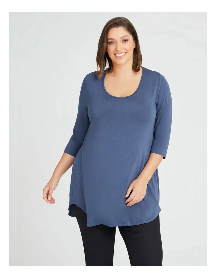 Bamboo Base 3/4 Sleeve Top in Storm Grey