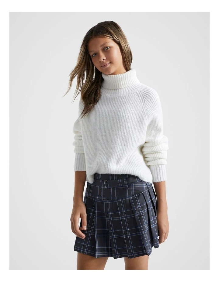 High Neck Crop Knit in White