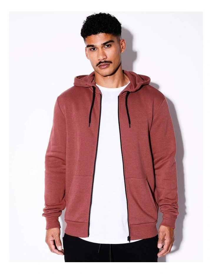 Mitchell Zip Thru Hoodie in Red