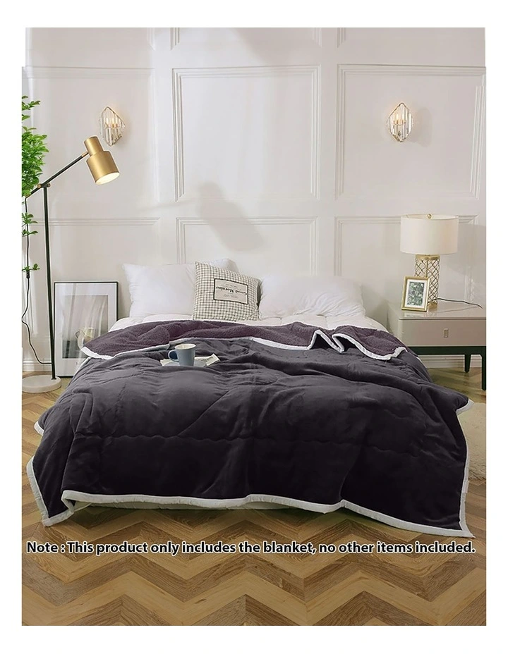 Double Sided Thick Flannel Throw Blanket in Dark Grey