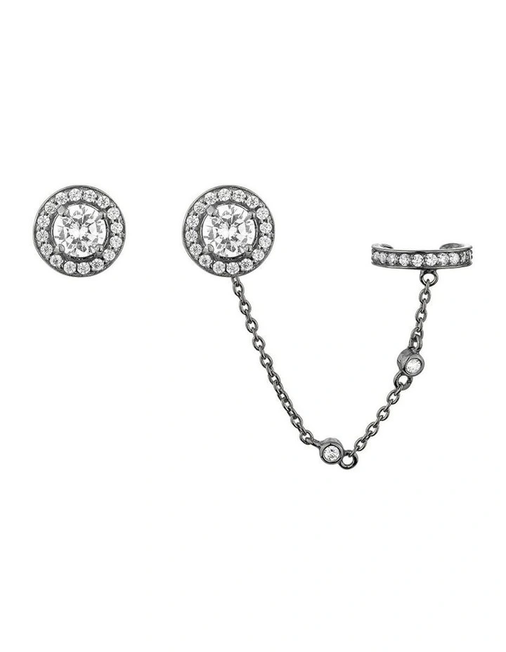 Aliven Stud & Ear Cuff Set in Black
