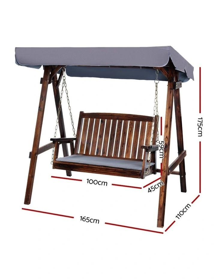 Swing Chair Wooden Garden Bench Canopy 2 Seater Outdoor Furniture