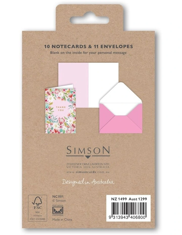Note Cards Box of 10 Thank You in Multi